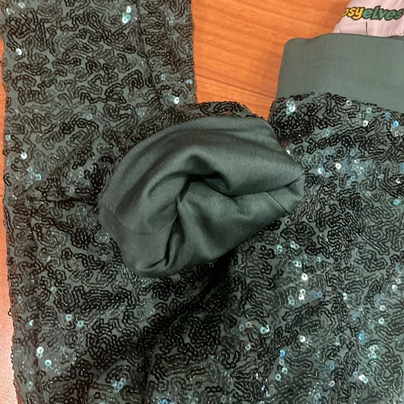 NWTs- Tipsy elves, dark, green, sequin leggings - Picture 8 of 10